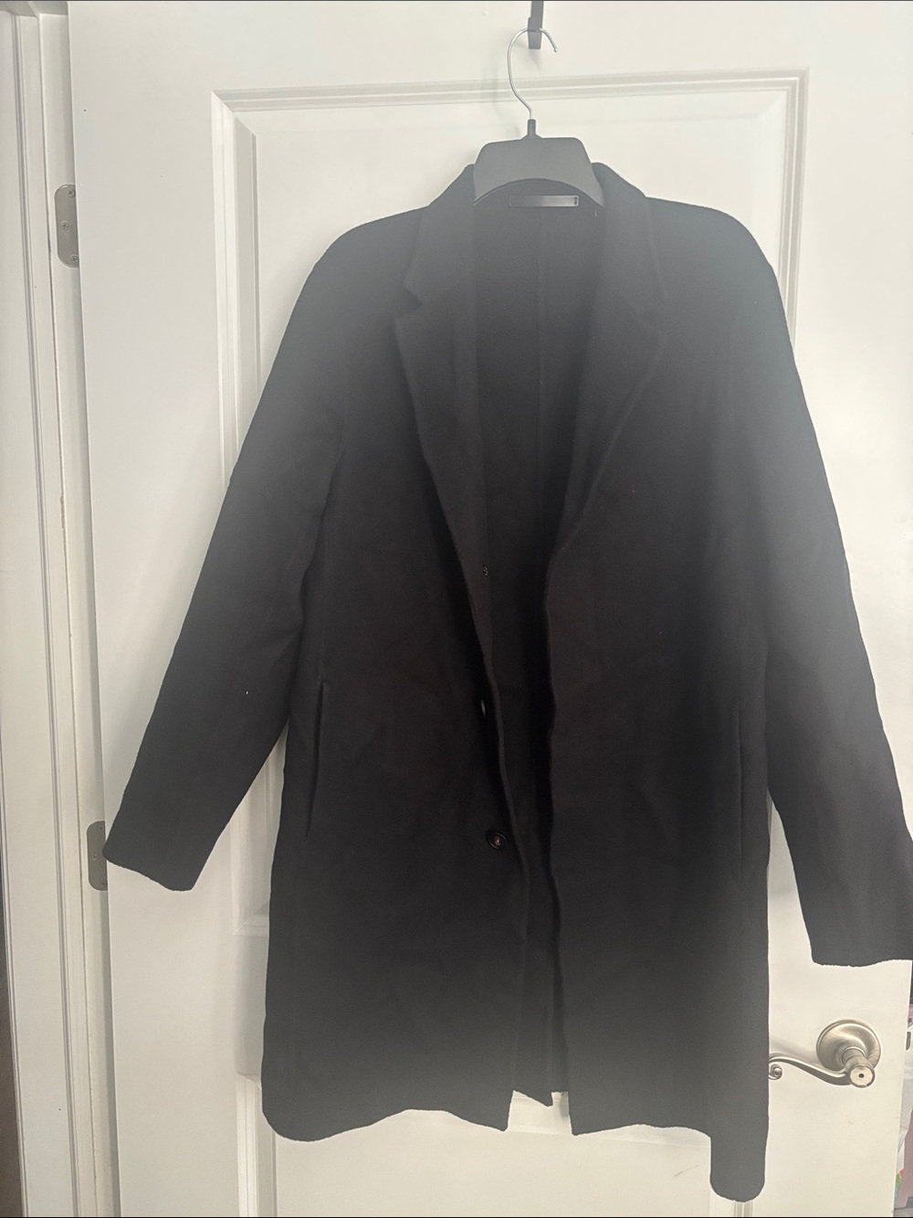 Theory Suffolk Tokyo 100% Cashmere Black Single-Breasted Trench Coat